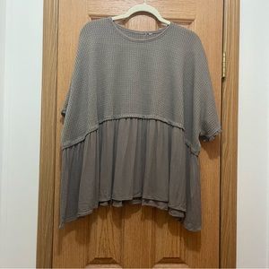 Baku Solid Waffle Knit Babydoll Top